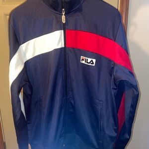 🔥Vintage🔥 Fila Men's Navy, Red, and White Jacket